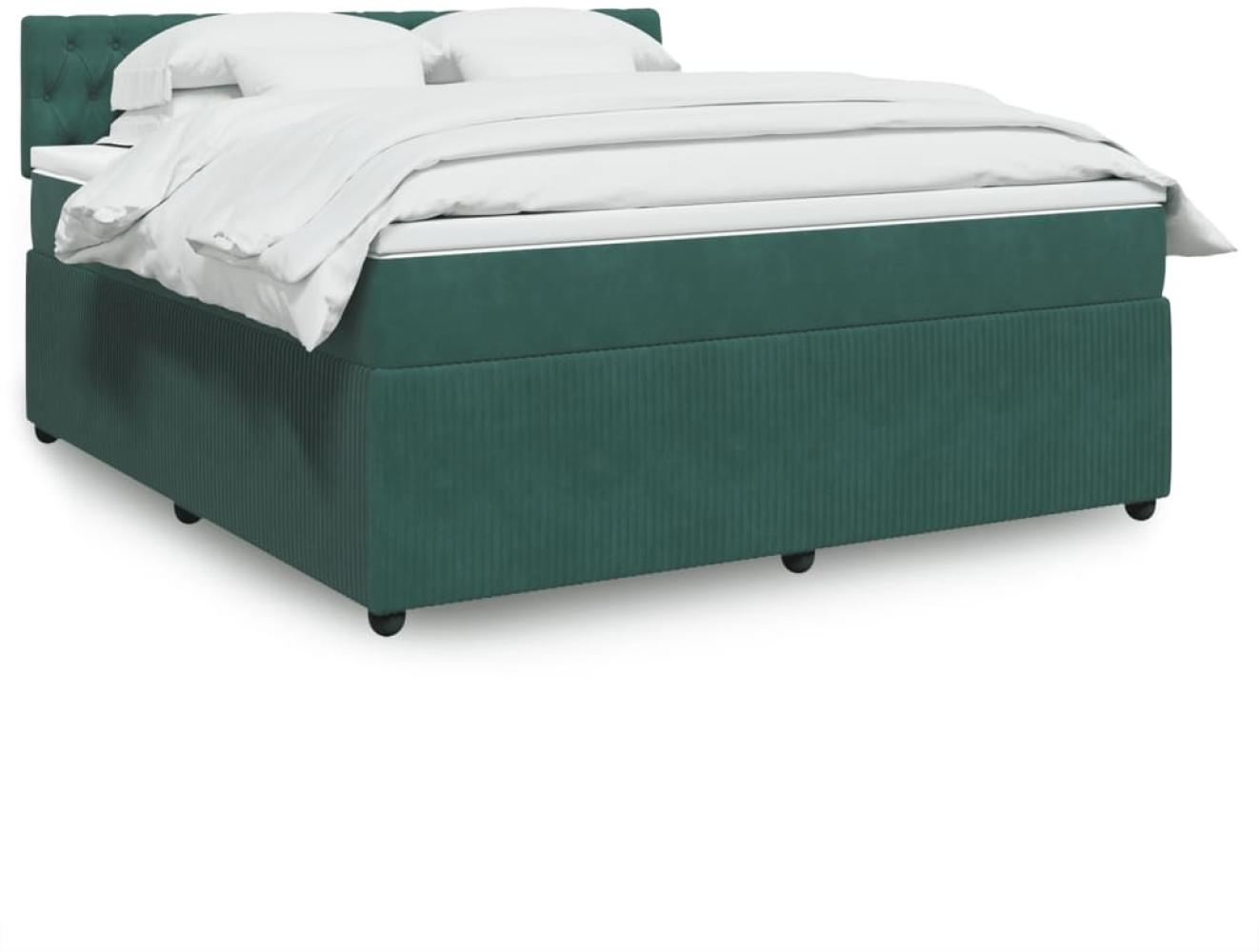 vidaXL Boxspringbett mit Matratze Dunkelgrün 180x200 cm Samt 3287815 Bild 1