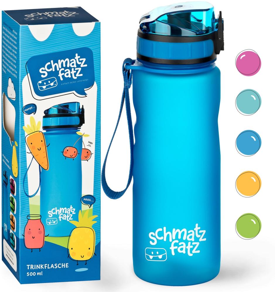 schmatzfatz Trinkflasche Sportflasche 500 ml 24 cm Tritan Blau Bild 1