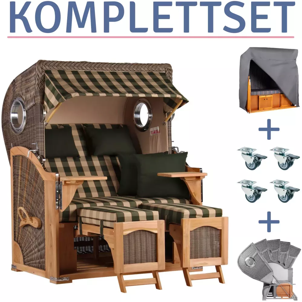 Strandkorb Amrum Teak PE grey Dessin 506-KOMPLETTSET Bild 1