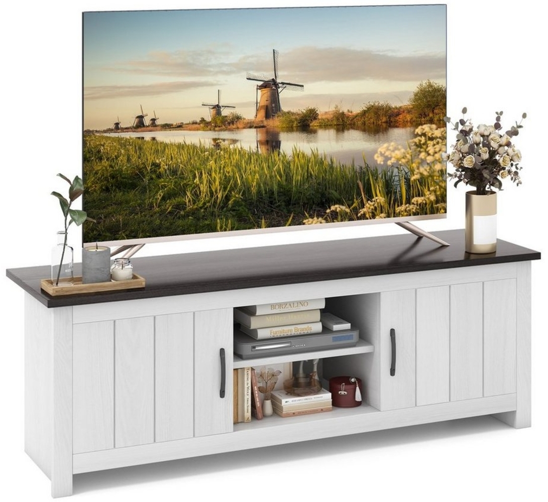 COSTWAY TV-Schrank Holz,mit Türen & offenen Regalen,145x40x50cm Bild 1