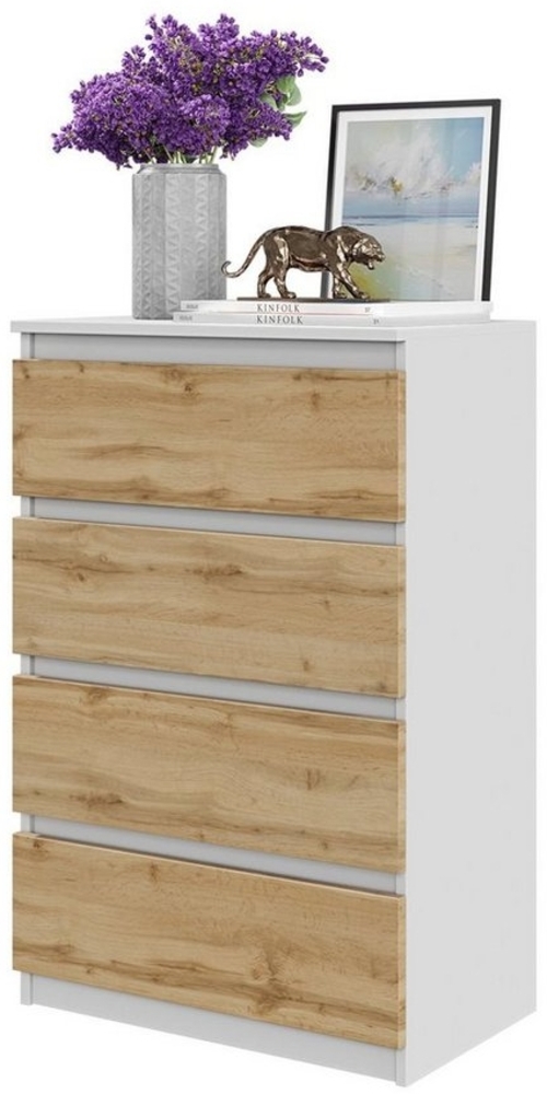 Furnica Kommode GABRIEL 4 Schubladen - Weiß Matt H92cm B60cm T33cm Bild 1