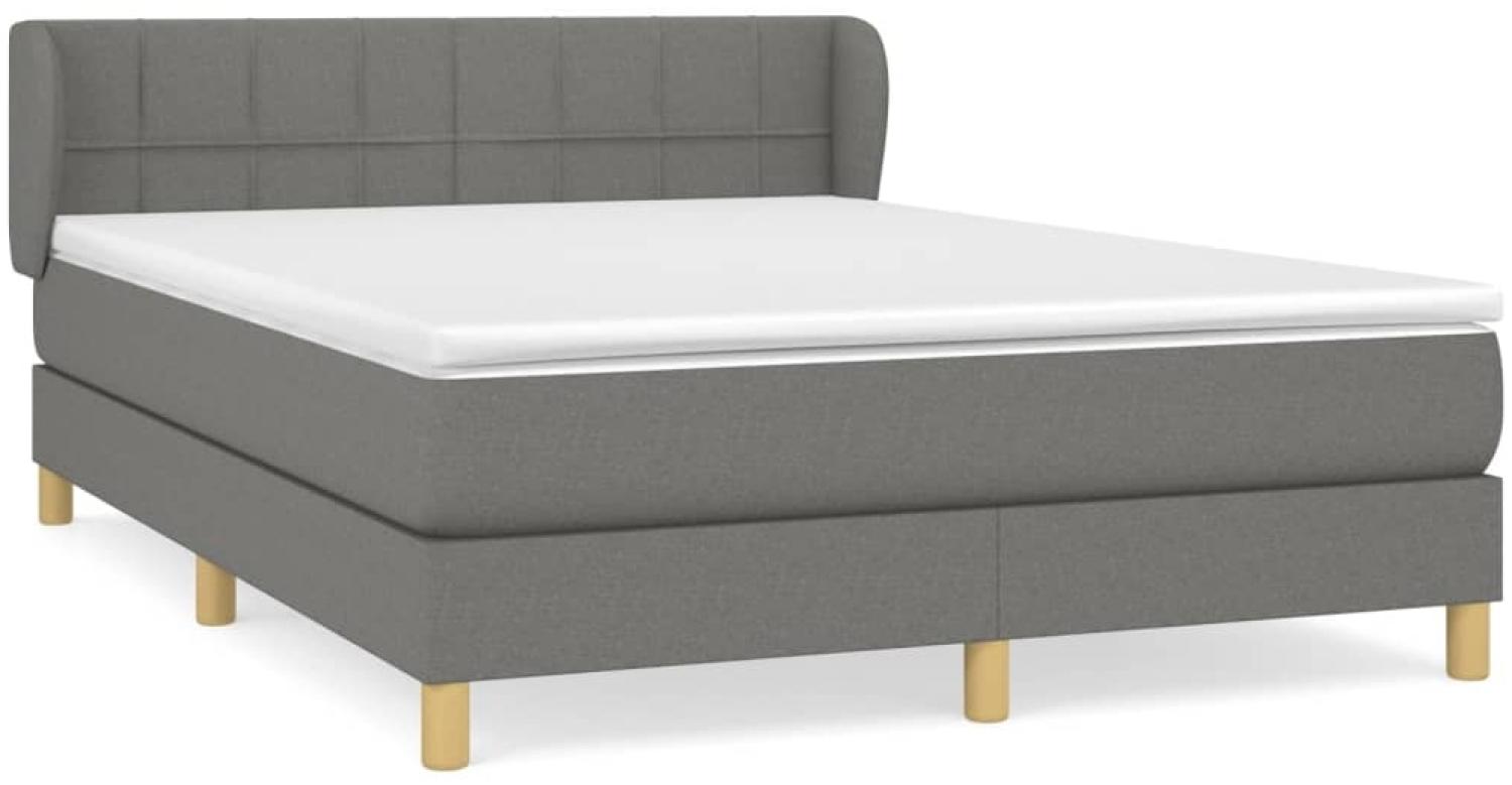 Doppelbett, Polsterbett mit Matratze Stoff Dunkelgrau 140x200 cm Bild 1