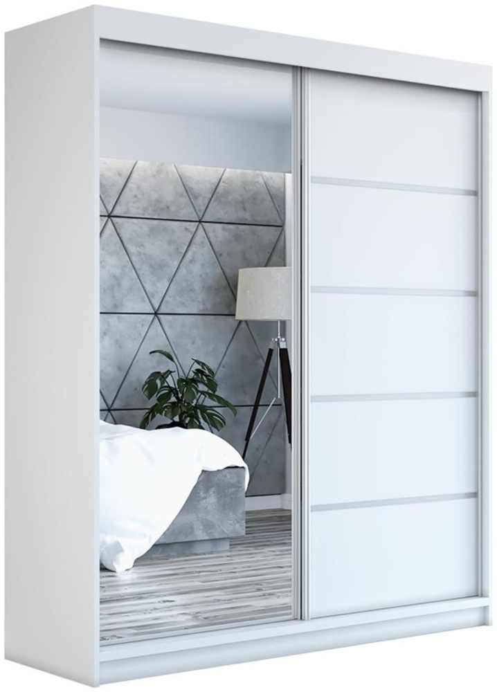 Schwebetürenschrank BERLIN 2-türig Schrank 180 cm (mit Spiegel) Farbe: Weiß Bild 1