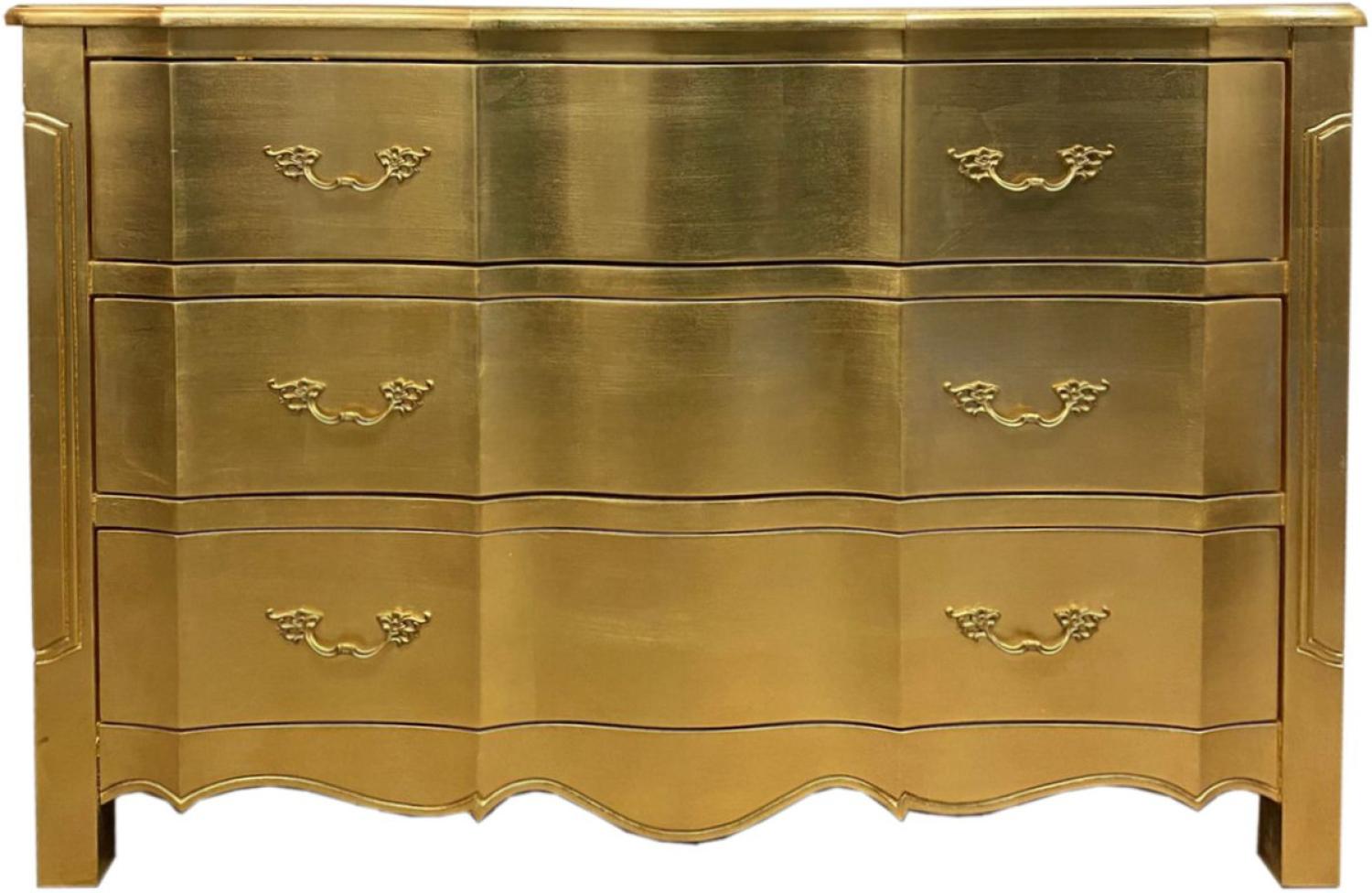 Luxus Barock Kommode mit 3 Schubladen Gold 121 x 50 x 86 cm - Barock Möbel Bild 1