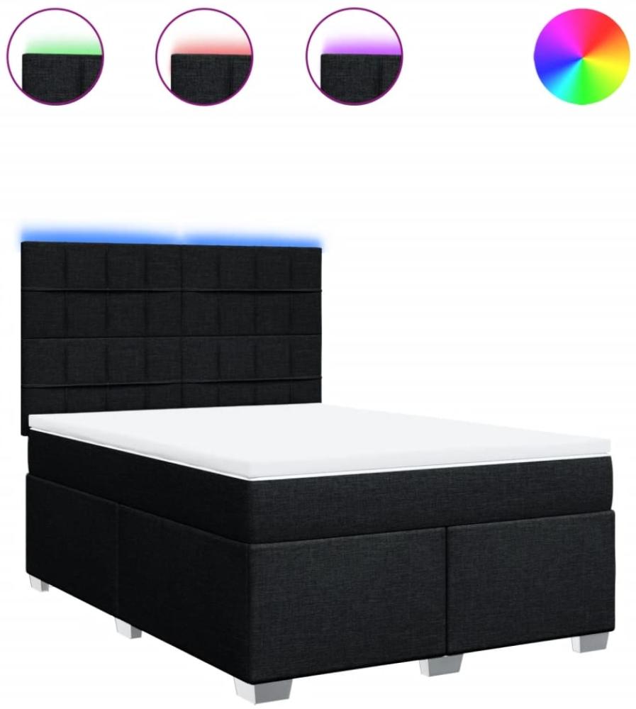 vidaXL Boxspringbett mit Matratze Schwarz 140x190 cm Stoff 3292785 Bild 1