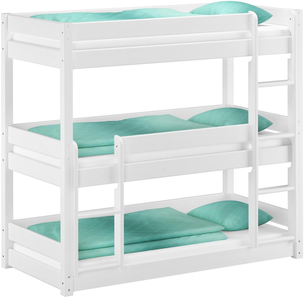 Weißes Dreier-Etagenbett für Erwachsene Stockbett für drei Personen 90x200 Kiefer weiß V-60. 03-09W Bild 1