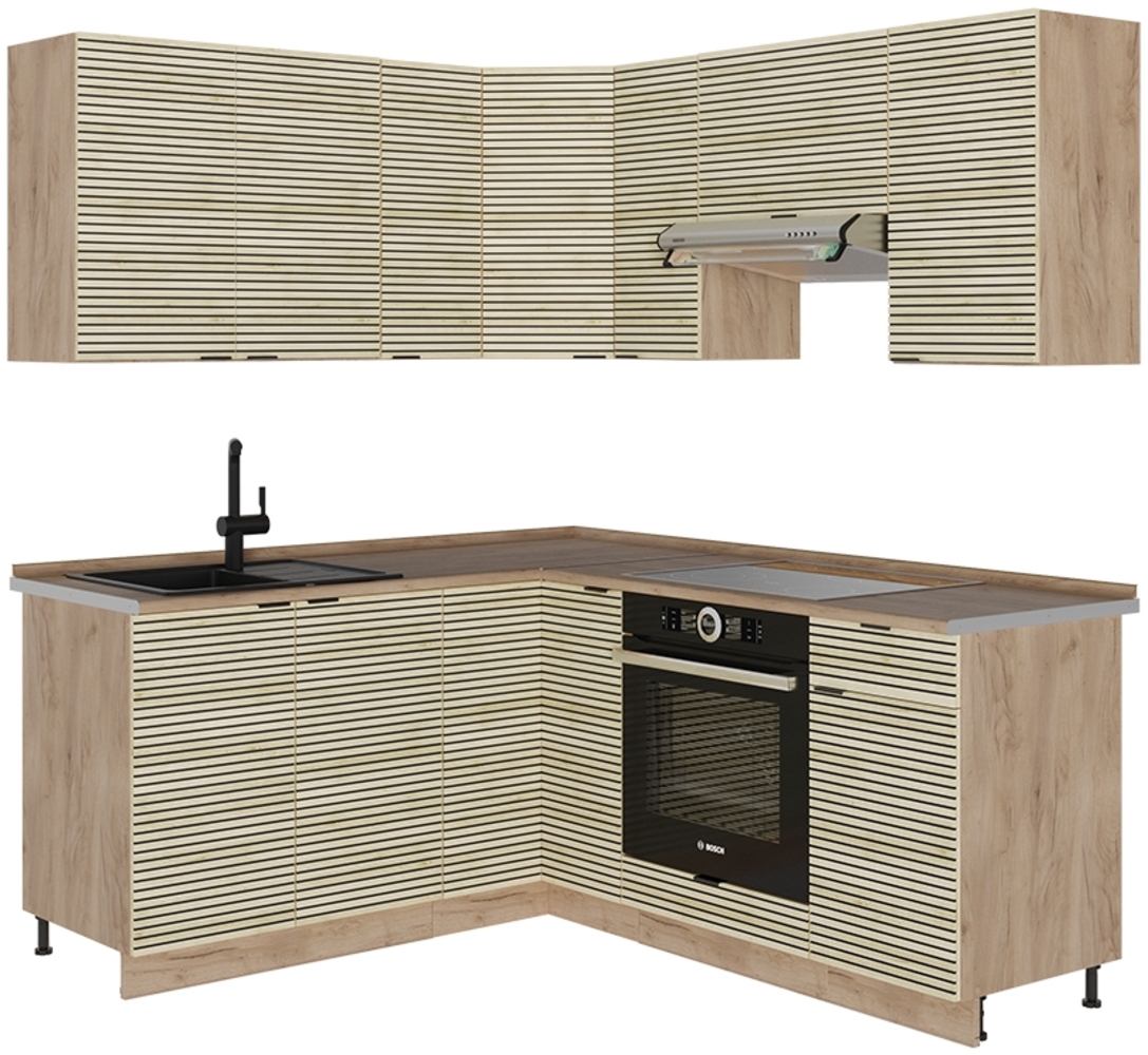 Eckküche Fame-Line Eiche Paneel/Goldkraft Eiche 190 x 46 cm ohne Arbeitsplatte Vicco Bild 1