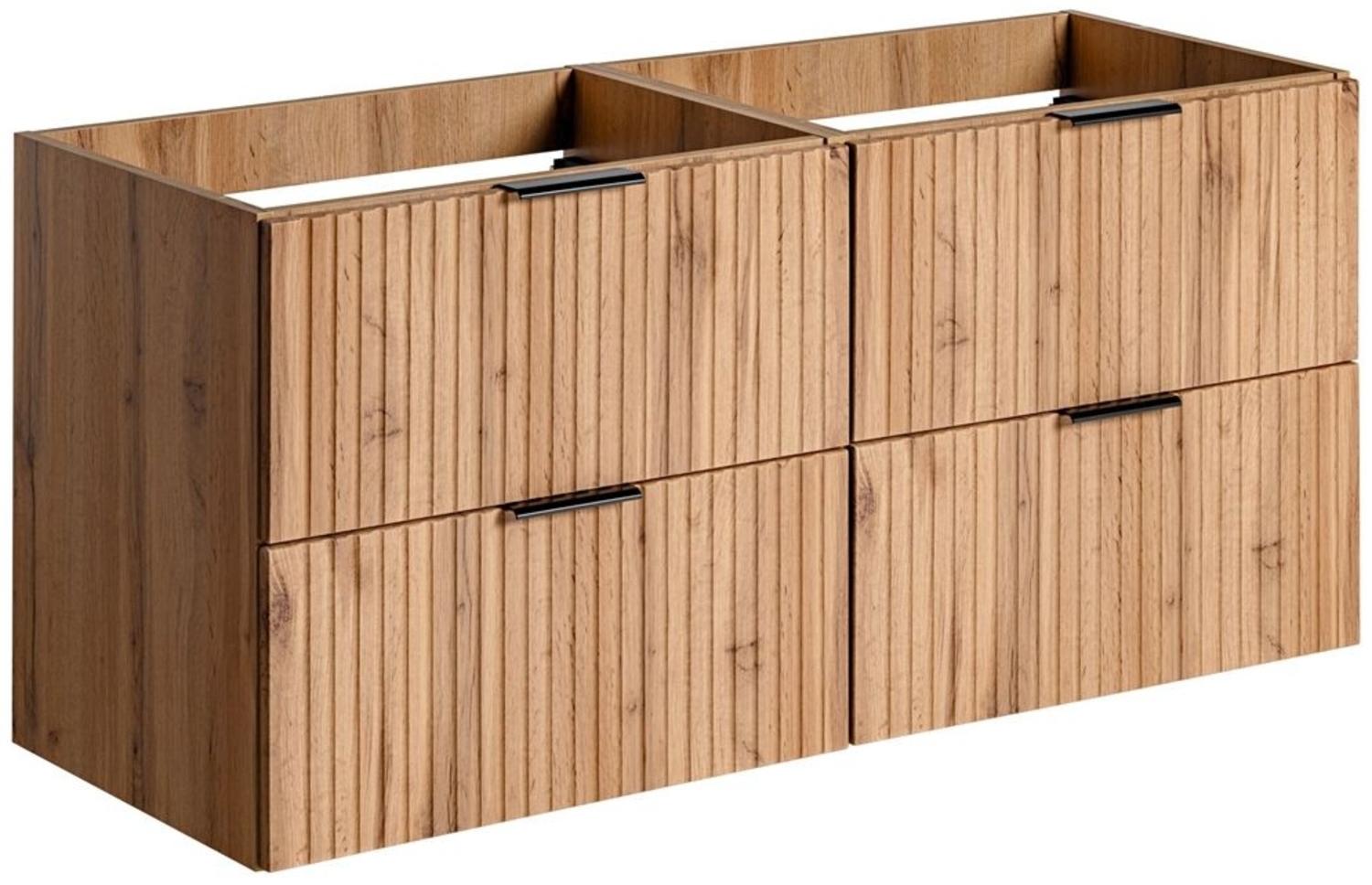 Waschtischunterschrank 120cm ADELAIDE-56 Wotaneiche mit gerillter Front, B/H/T 120/57/46 cm Bild 1