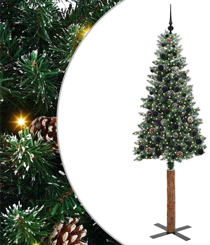 vidaXL Schlanker Weihnachtsbaum mit 300 LEDs Grün und Weiß 210 cm 3394913 Bild 1
