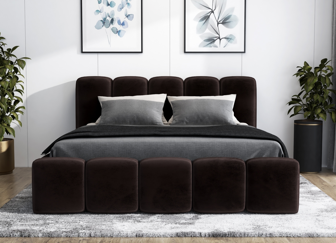 A&J MöbelLand 'Sonic' Polsterbett, Polyester, Espresso, 120 x 200, mit Matratze, mit Lattenrost, mit Bettkasten Bild 1