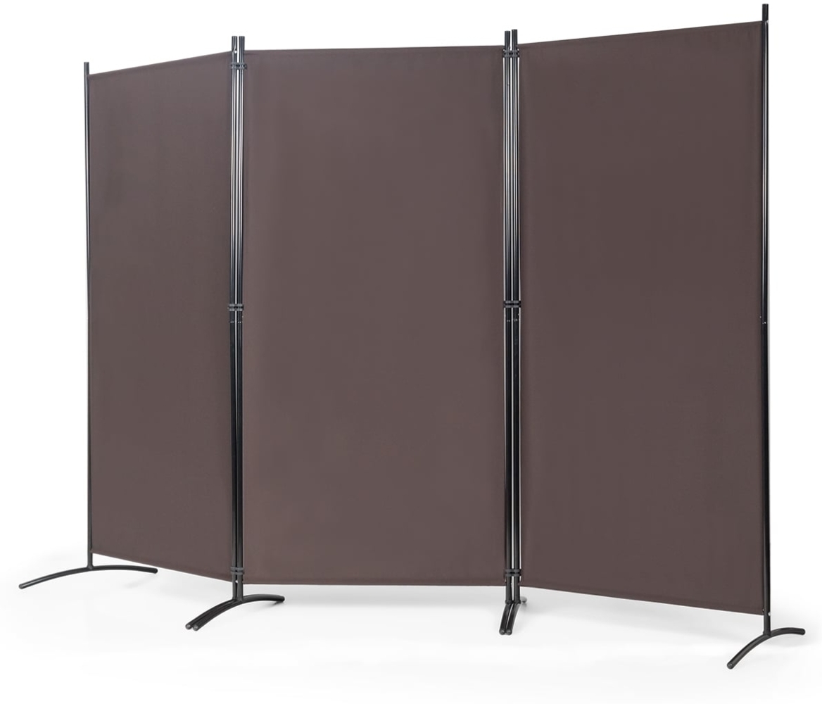 3 Panel Raumteiler mit robusten Scharnieren und Stahlbasis Freistehender Sichtschutz 260x 183 cm Kaffee Bild 1