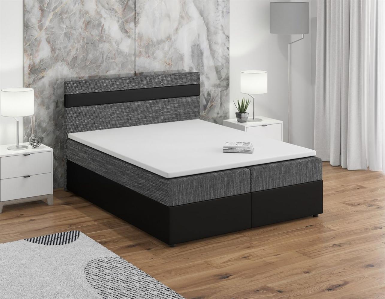 Boxspringbett INVERN 140x200cm Schwarz-Grau Bild 1