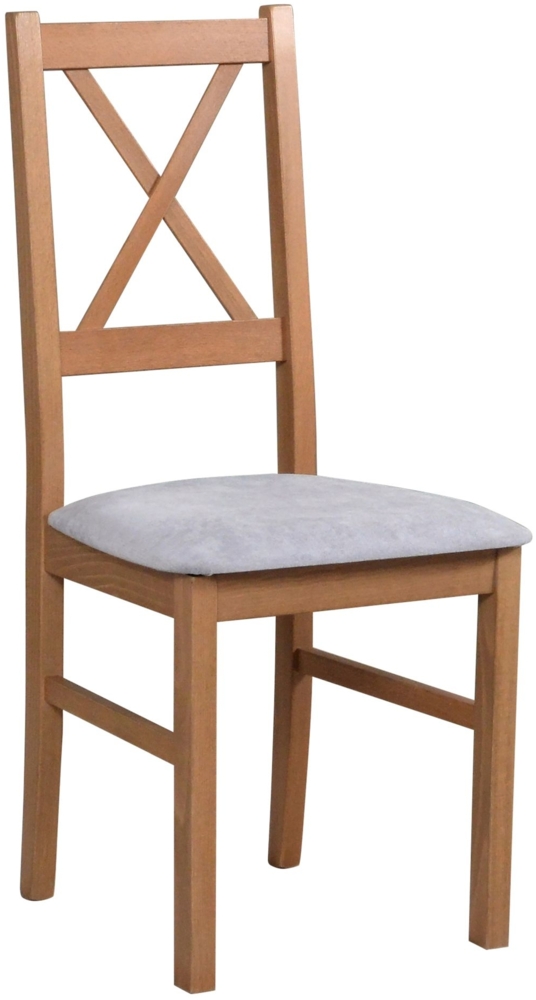 Selsey 'Trunos' Esszimmerstuhl mit Polstersitz, Hellgrau/Nussbaumoptik Bild 1