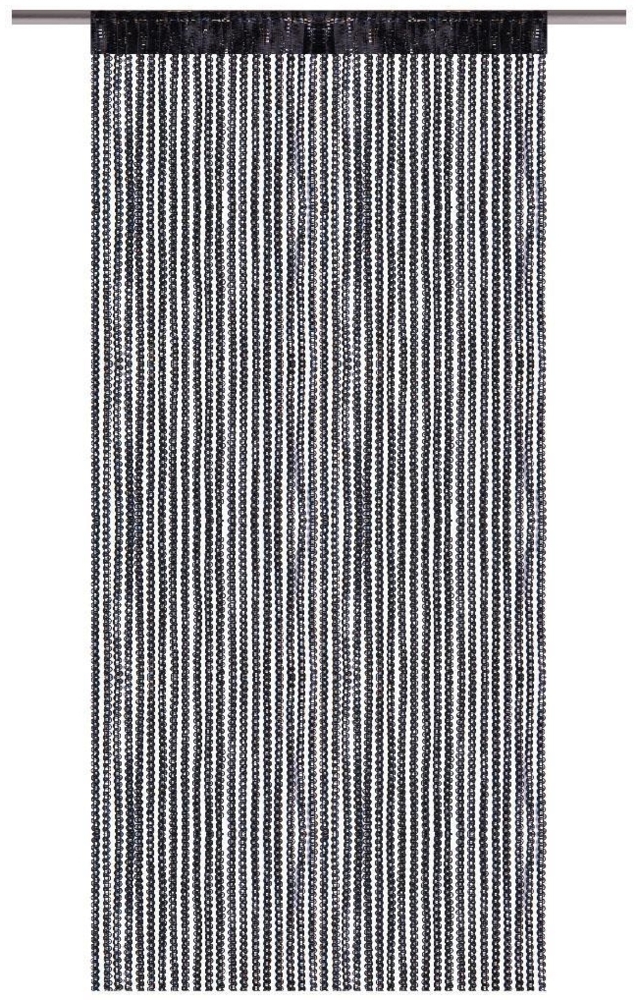 Fadenvorhang Lurex- Optik Fadengardine mit Stangendurchzug Türvorhang, attraktiv und modern in vielen verschiedenen Ausführungen erhältlich (schwarz - jetblack / ca. 90 x 250 cm) Bild 1