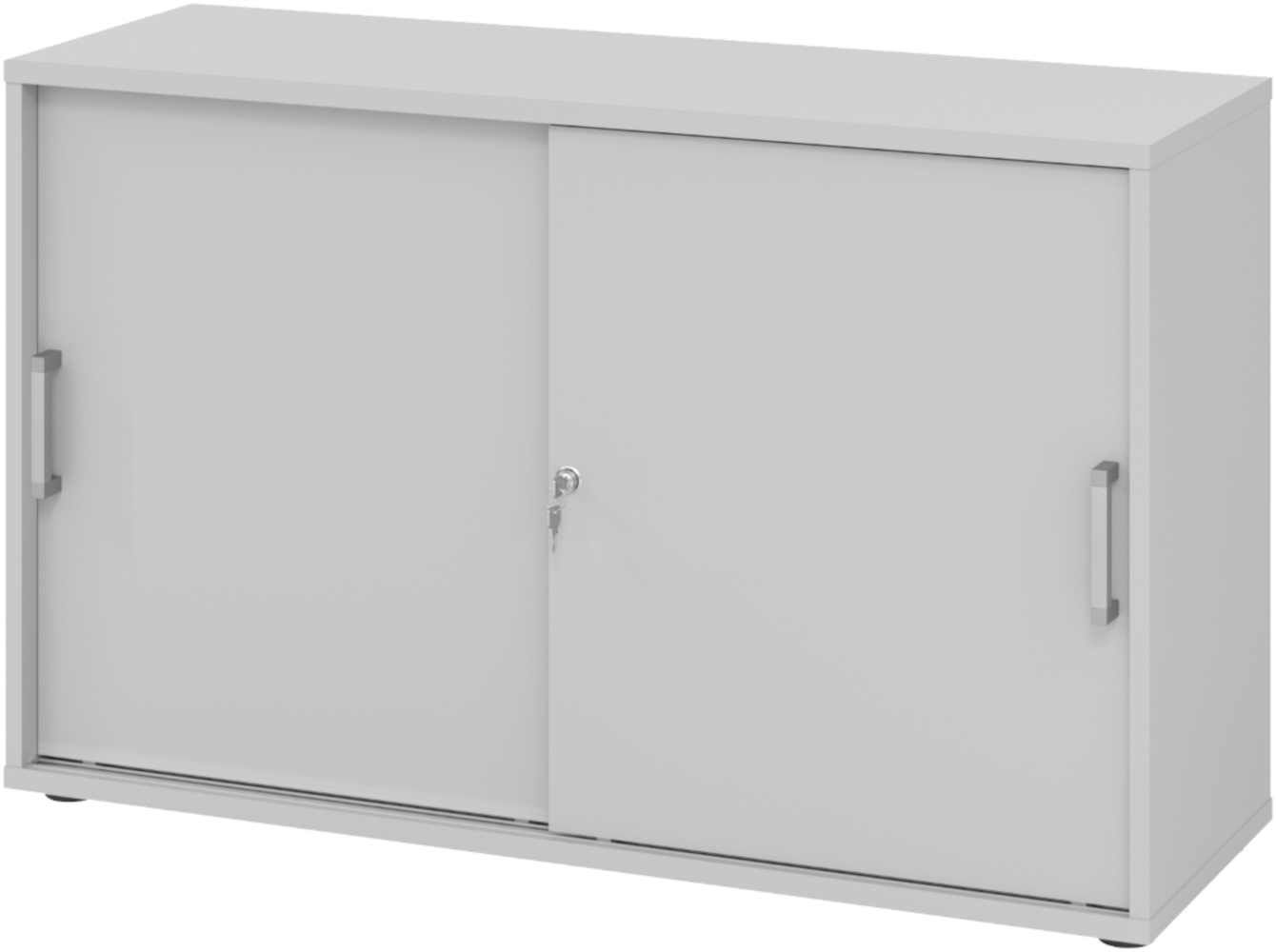 bümö Schiebetürenschrank 2OH - Aktenschrank abschließbar, Sideboard Schrank mit Schiebetüren in grau, Chromgriff - Büroschrank aus Holz mit Schiebetür, Büro Kommode für Ordner & Co, 1752S-5-5-CE Bild 1