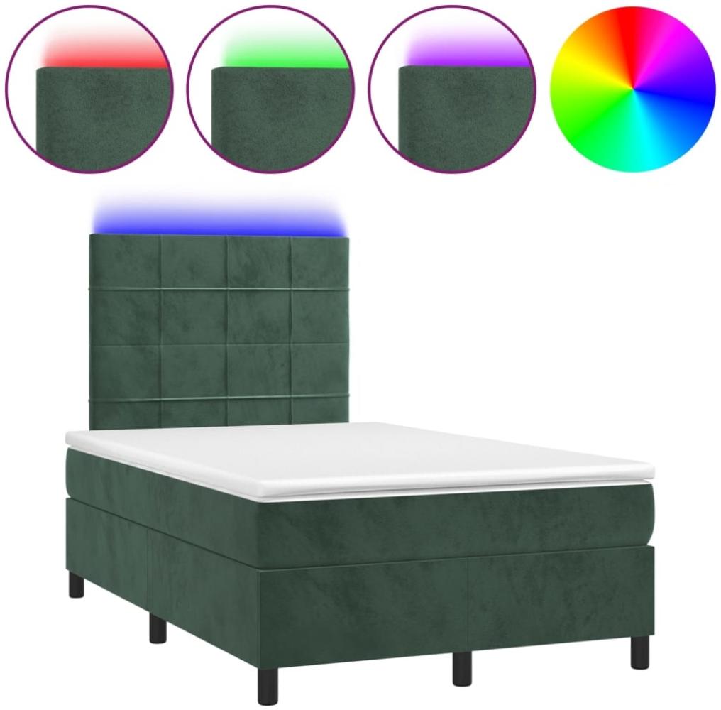vidaXL Boxspringbett mit Matratze & LED Dunkelgrün 120x200 cm Samt 3136116 Bild 1