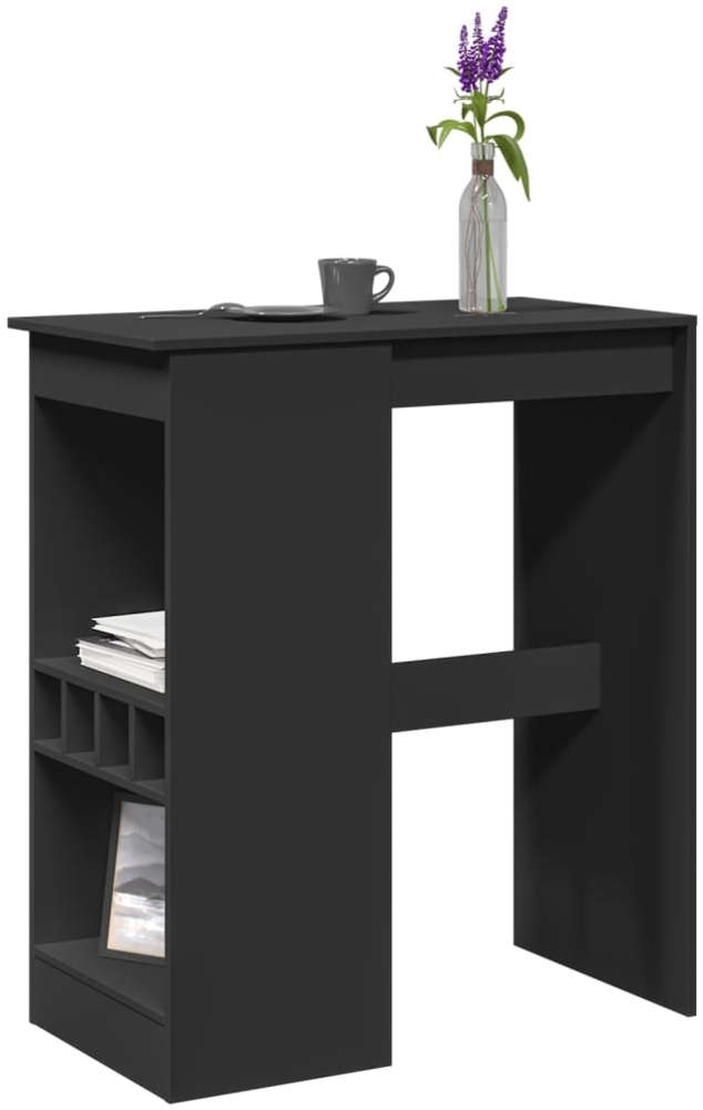 vidaXL Bartisch mit Regal Schwarz 90x47,5x103,5 cm Holzwerkstoff 854338 Bild 1