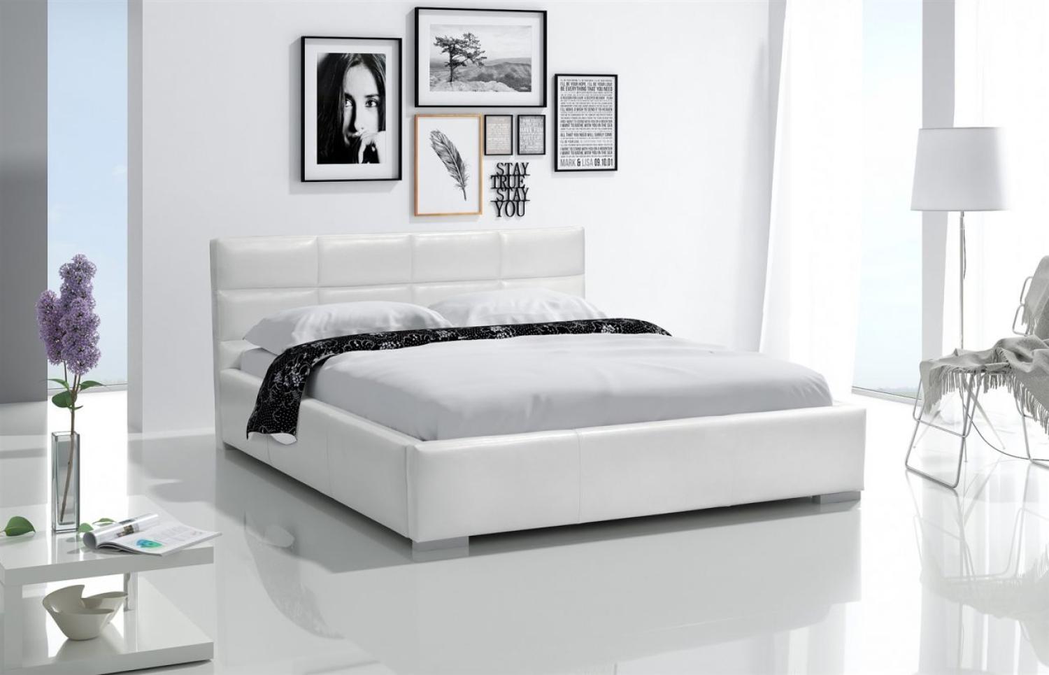 Polsterbett Bett Doppelbett KIAN Kunstleder Weiß 180x200 cm Bild 1