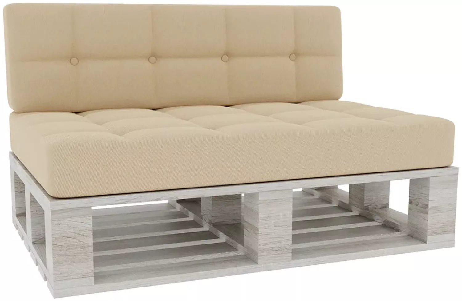 Gutekissen® Palettenkissen Gesteppte Kissen mit Knöpfen, Palettenauflagen Sitzkissen Rückenlehne Gesteppt PFG (Set (Sitzkissen 120x80 +Rückenlehne 120x40), Creme) Bild 1