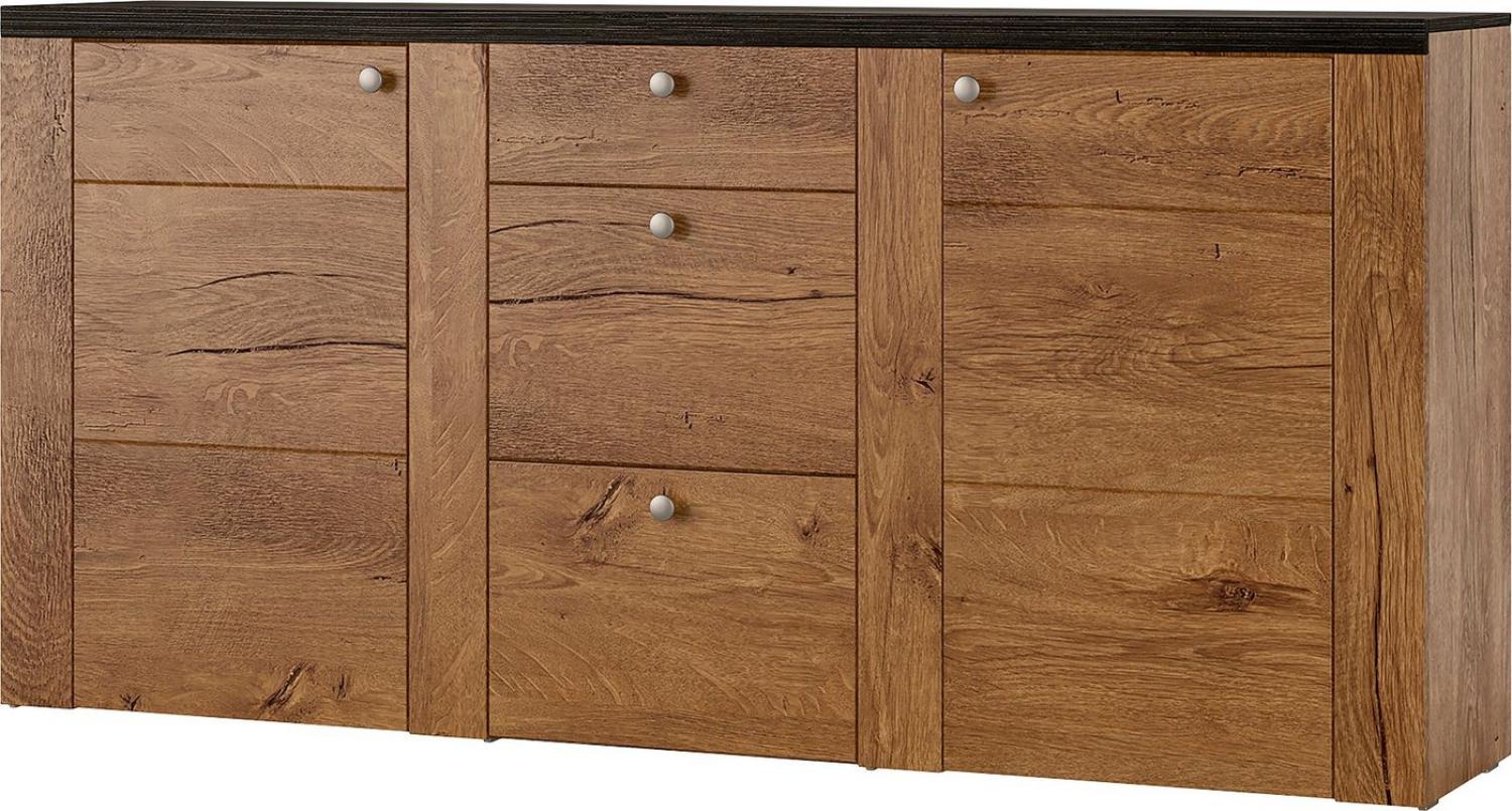 Home affaire Sideboard Larona, zeitlose Kommode mit 2 Türen, 3 Schubkästen, Türkommode, Höhe 84 cm, viel Stauraum, Anrichte mit dekorativer Rahmenoptik Bild 1