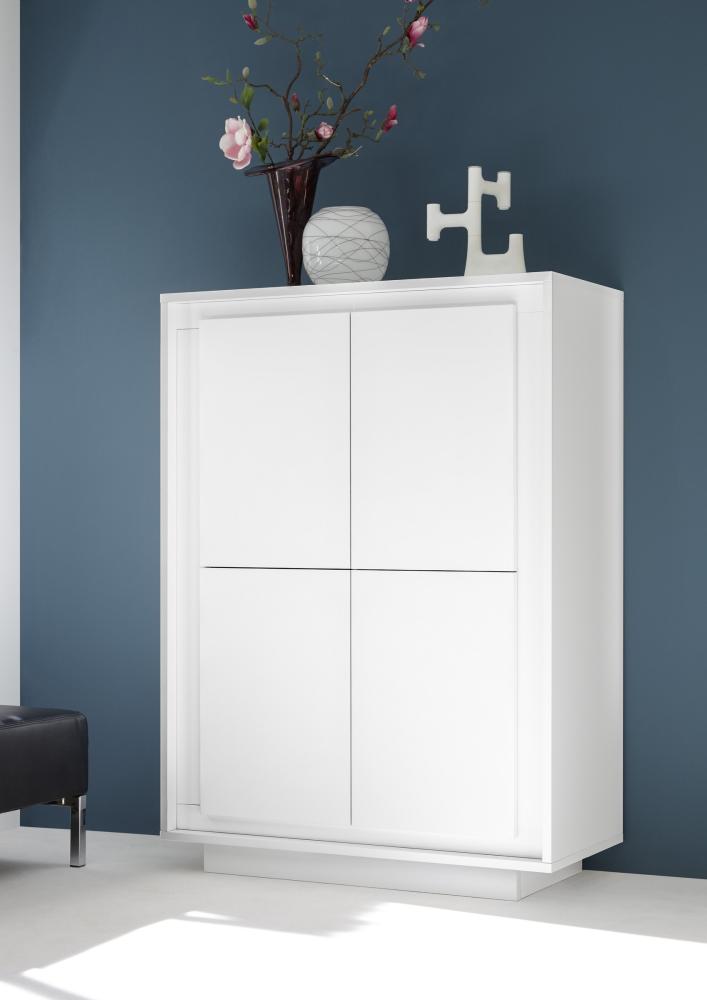 Highboard >Sky< (BxHxT: 106x146x50 cm) in Weiss Lack matt - 106x146x50 (BxHxT) Bild 1