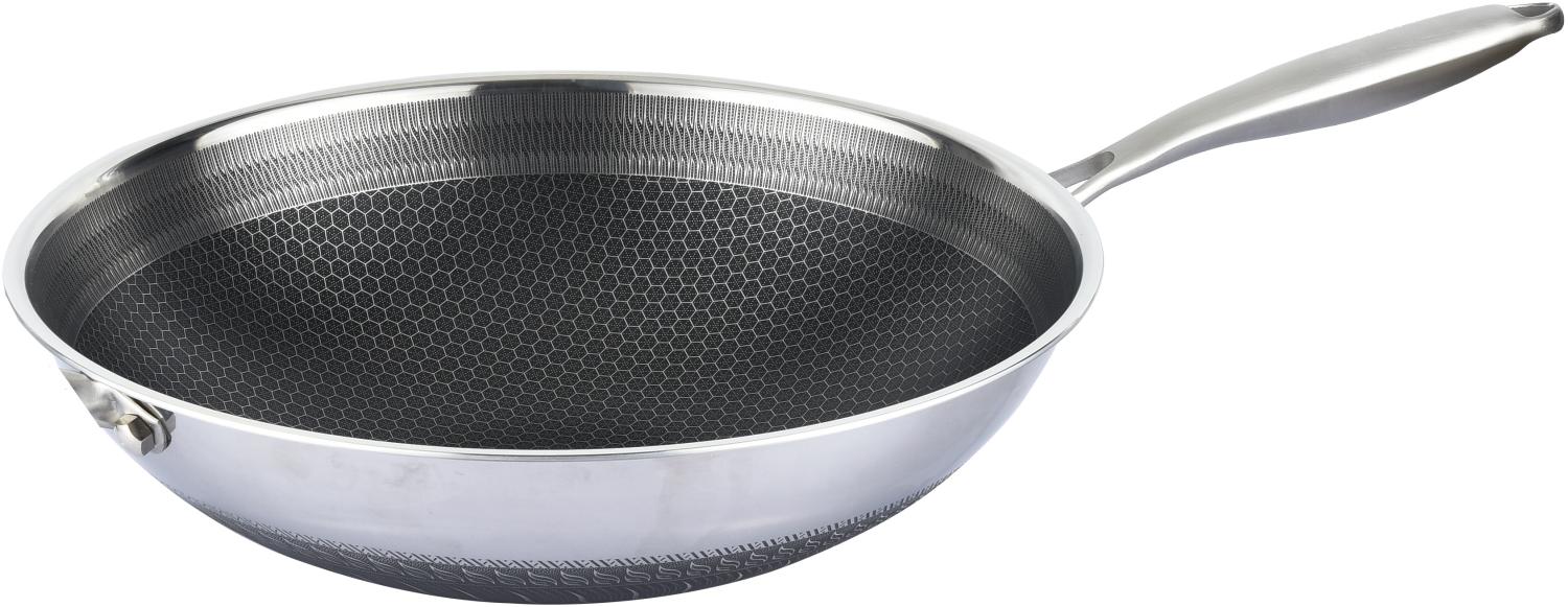 Wok Pfanne Edelstahl Wabenstruktur Ø32cm Induktion Anti Haft Kratzfest Bild 1