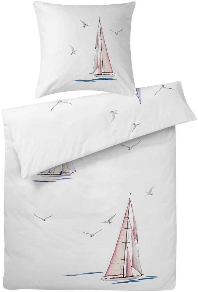 Carpe Sonno Interlock Jersey Bettwäsche Segelboot aus 100% Baumwolle, 155 x 220 cm +1 Kissenbezug 80x80 cm Bild 1