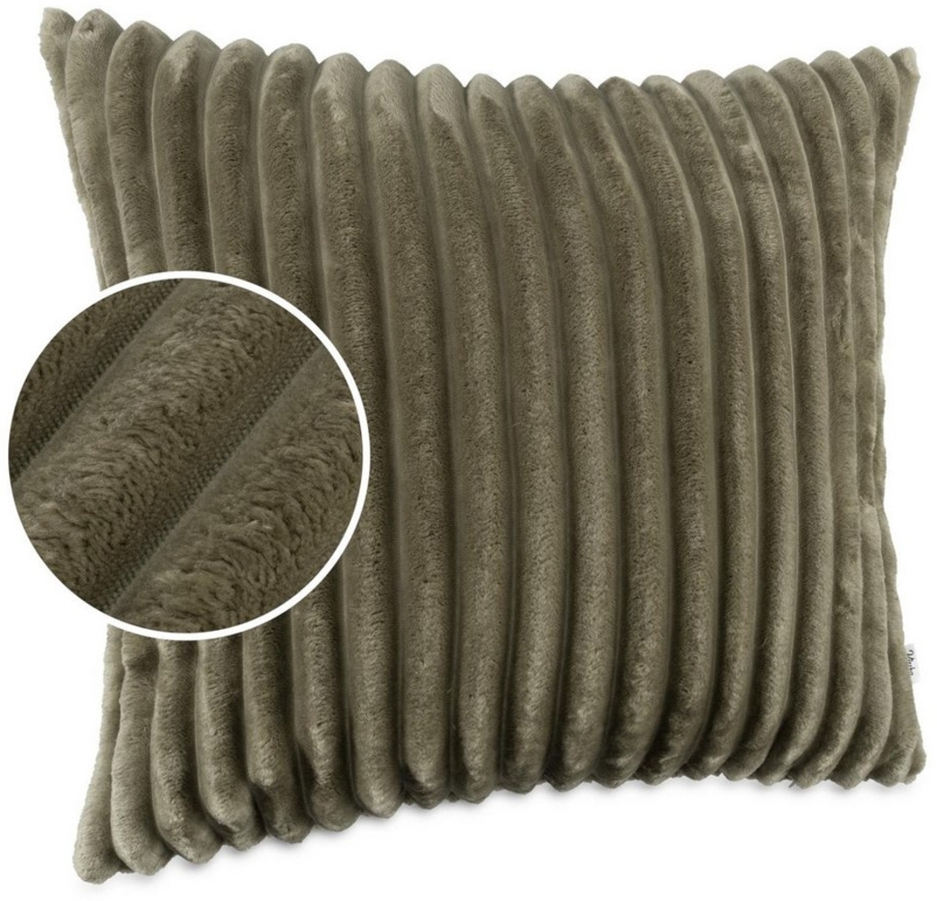 Kisska Dekokissen Kissenhülle LILLI BIG CORD Velour Zierkissen Ambiente Dekorieren, Kissenüberzug ohne Füllung BIG-Cord UNI 40x40cm Einfarbig Olivengrün Bild 1