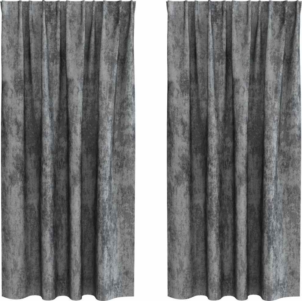 vidaXL Samtvorhänge mit Vorhängen 2 pcs Grau 175 x 140 cm Samt 4107689 Bild 1