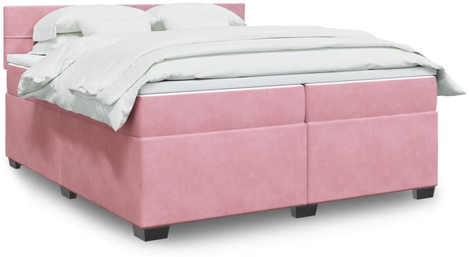 vidaXL Boxspringbett mit Matratze Rosa 200x200 cm Samt 3286407 Bild 1