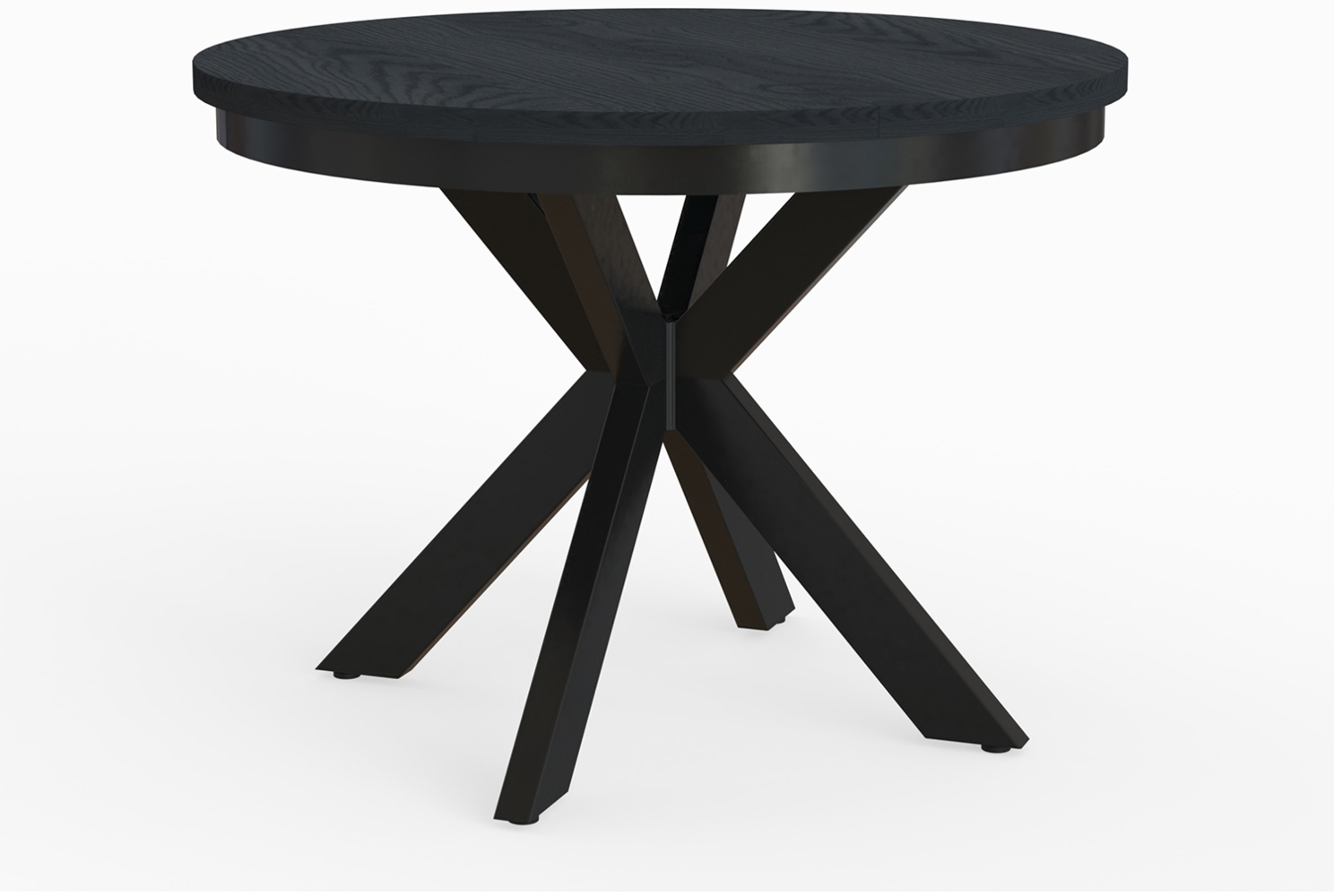 MEBLINI Esstisch Rund Ausziehbar aus Metall - 100-176x77cm - BAGIO - Schwarz Matt - Loft - Esszimmertisch Modern - Küchentisch - Ausziehtisch - Round Dining Table - Esszimmertische Bild 1