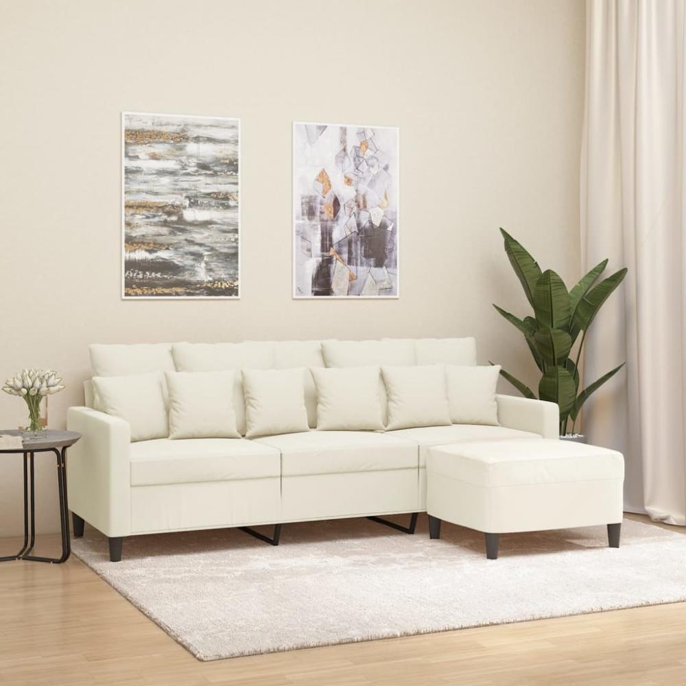 vidaXL 3-Sitzer-Sofa mit Hocker Creme 180 cm Samt 3201115 Bild 1