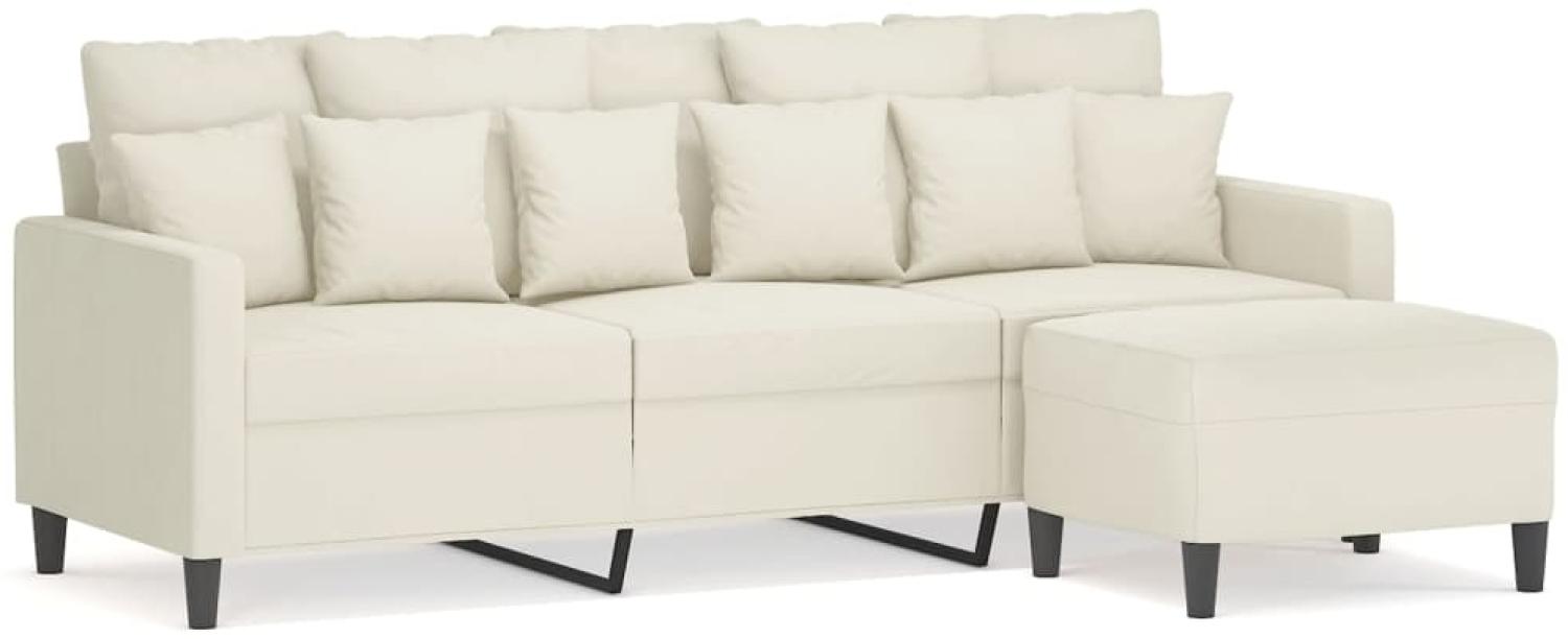 vidaXL 3-Sitzer-Sofa mit Hocker Creme 180 cm Samt 3201115 Bild 1