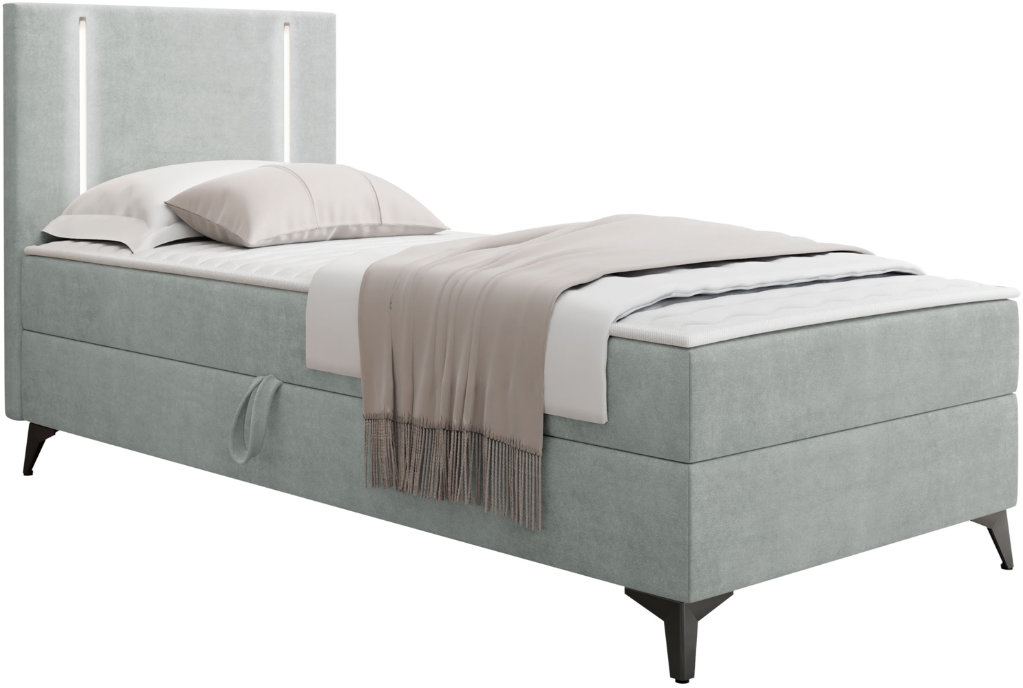 Boxspringbett Ono 1 mit LED-Beleuchtung und Bettkasten (Farbe: Manila 14, Seite: Links, Größe: 90 x 200 cm) Bild 1