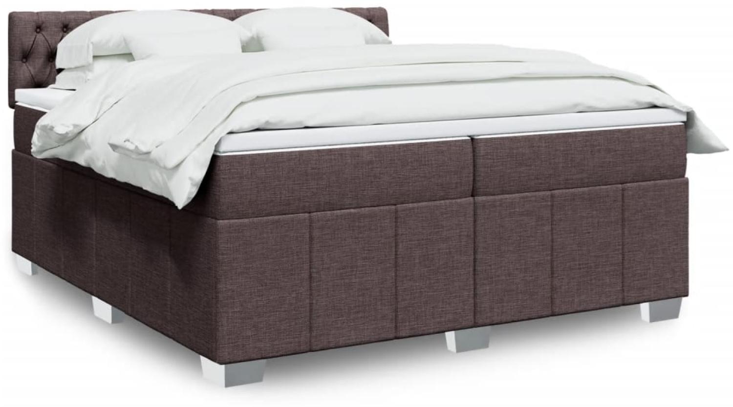 vidaXL Boxspringbett mit Matratze Dunkelbraun 200x200 cm Stoff 3289485 Bild 1