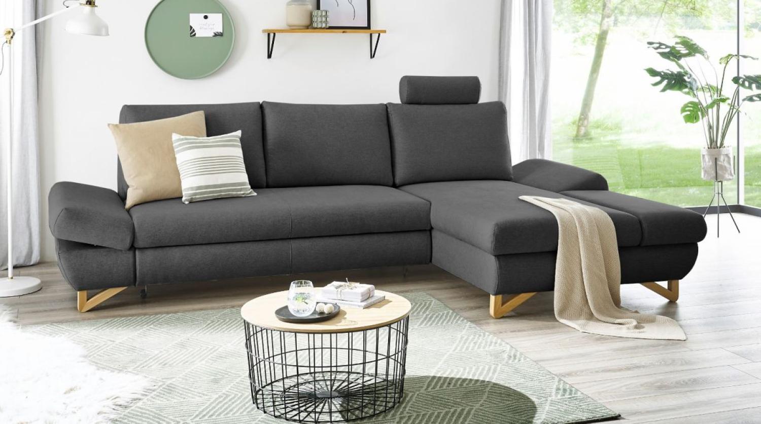 Ecksofa Skalm in grau mit Bettfunktion 284 cm Bild 1