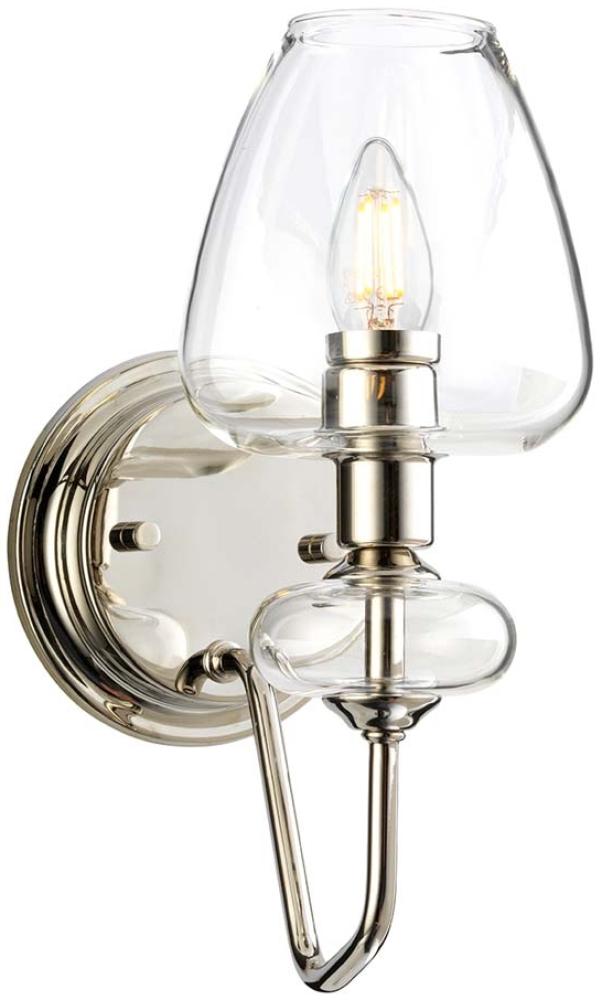 Wandlampe, Stahl Glas, Nickel, B 13,4 cm Bild 1