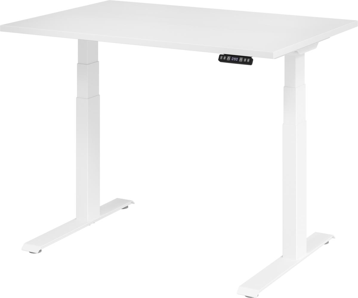 bümö elektrisch höhenverstellbarer Schreibtisch 120x80 cm in weiß, Gestell weiß mit Memory-Steuerung, elektrischer Bürotisch höhenverstellbar Gaming Tisch, XDKB12-W-W Bild 1