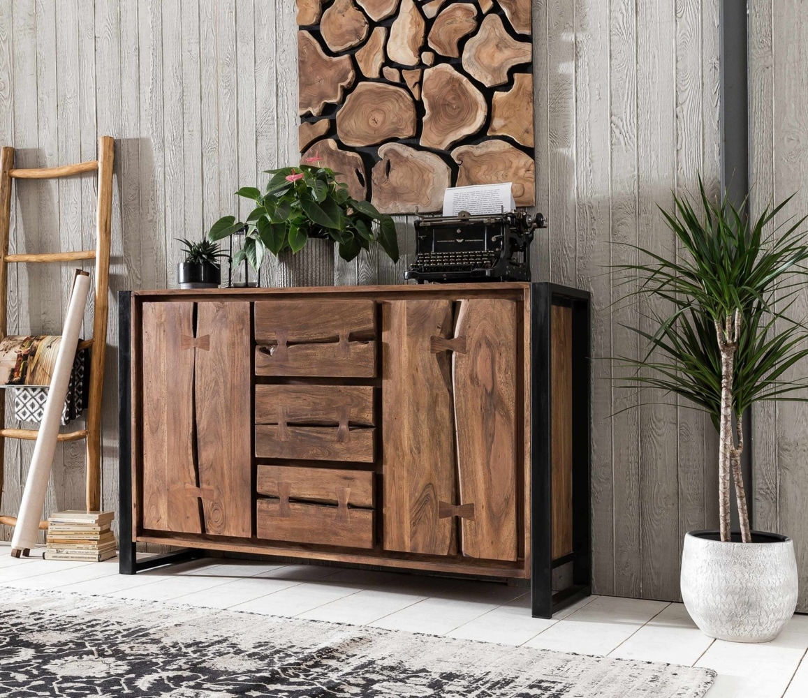 Sit Möbel Natural Edge Sideboard L = 140 x B = 40 x H = 90 cm natur und schwarz Bild 1