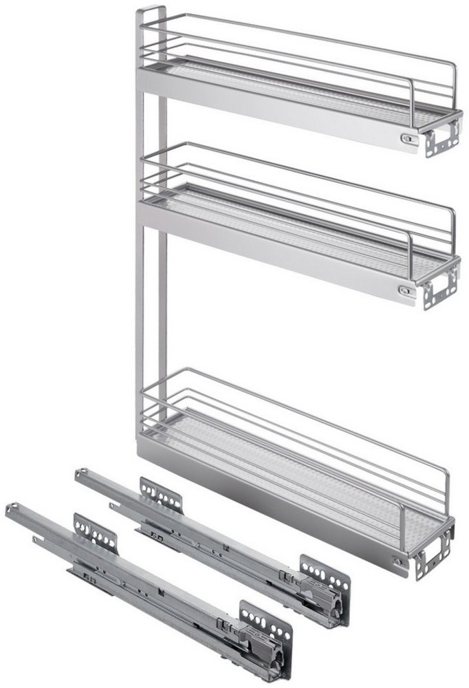 SO-TECH® Auszugsunterschrank 15er Unterschrankauszug Classic 90° silbergrau 3-etagig Seitenmontage rechts passend für 15 cm breite Schränke Bild 1