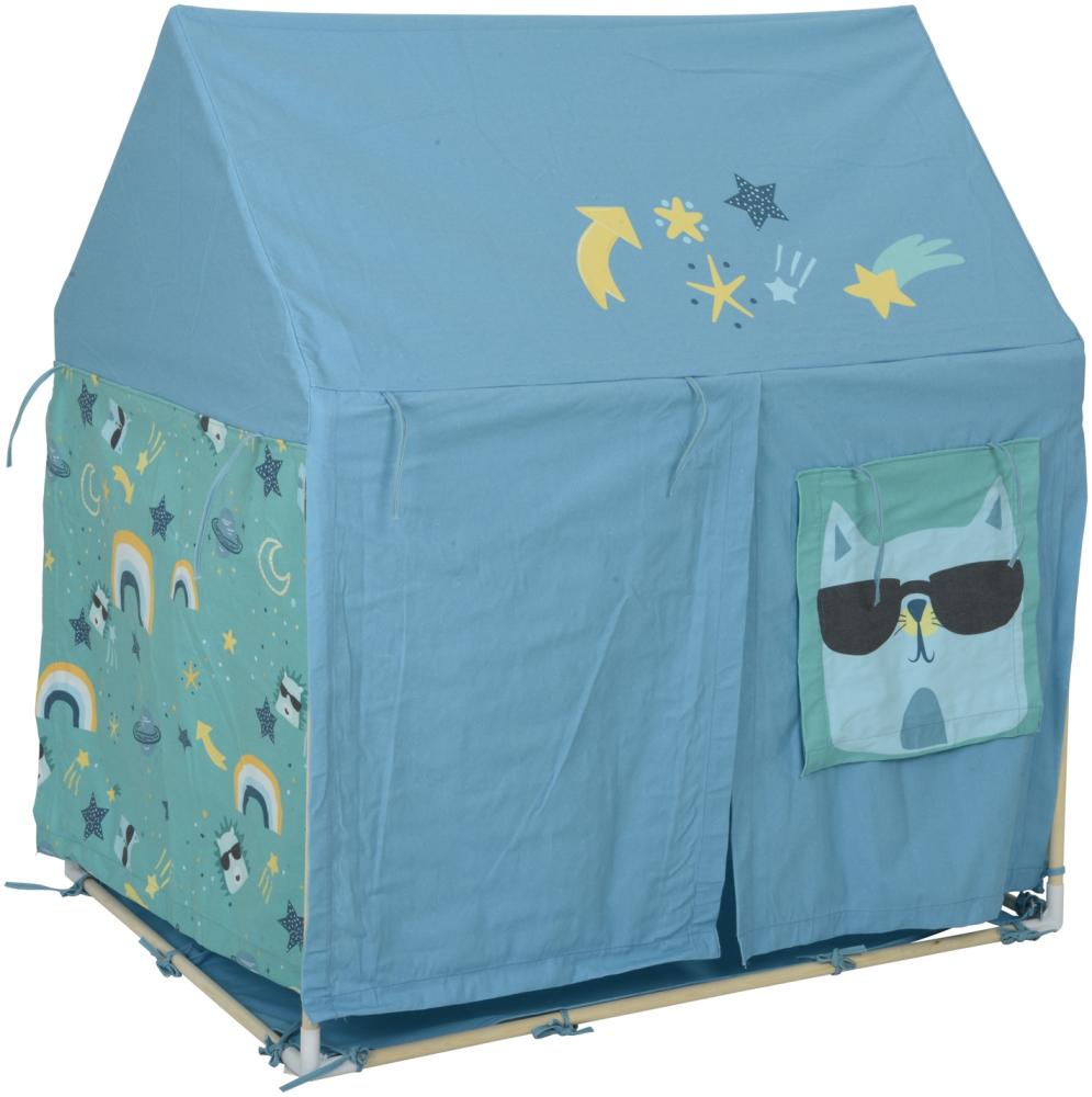 Spielzelt Katze COSMO - Spielhaus für Kinder - Polyester u. Baumwolle - L: 1,10m - H: 1,20m - blau Bild 1