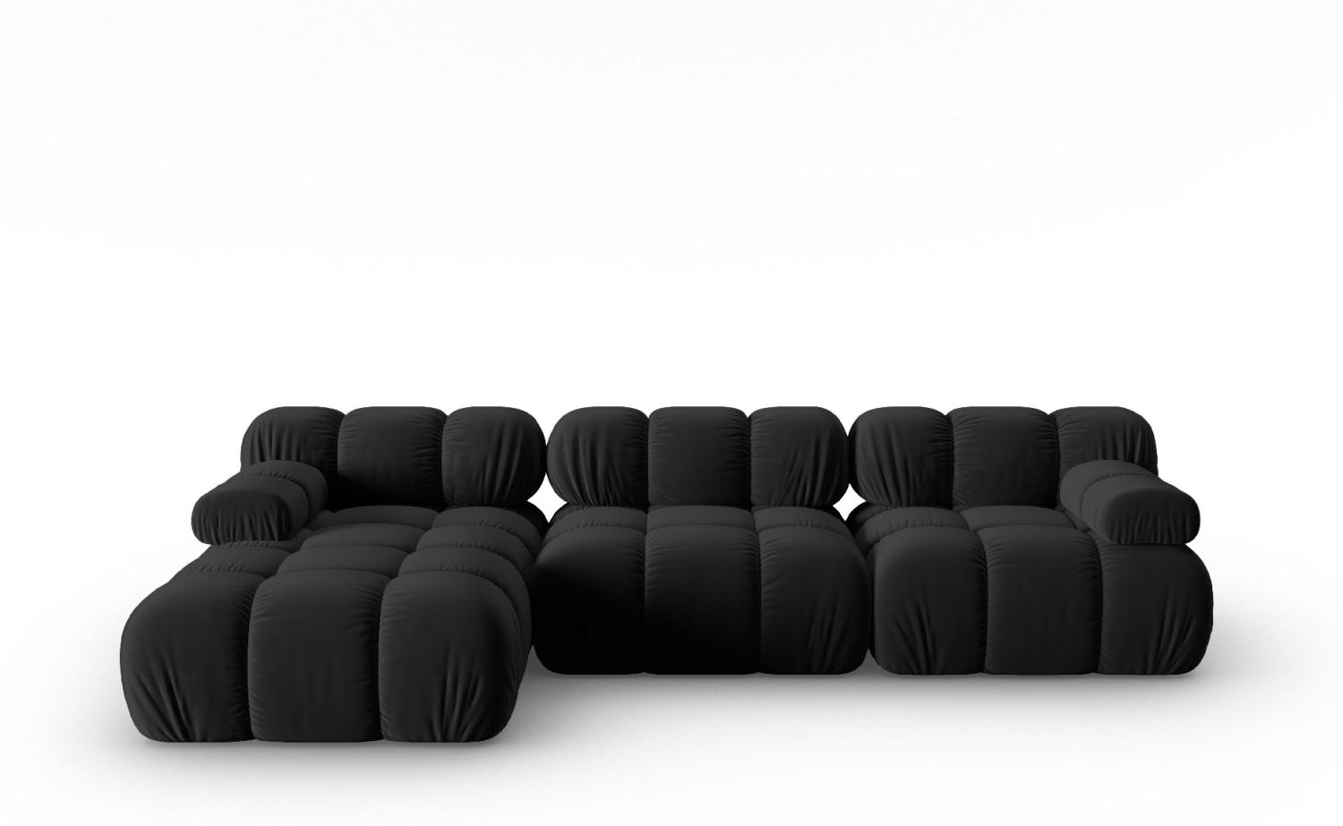 Micadoni Modulares Ecksofa Bellis 4-Sitzer Links Samtstoff Schwarz Bild 1