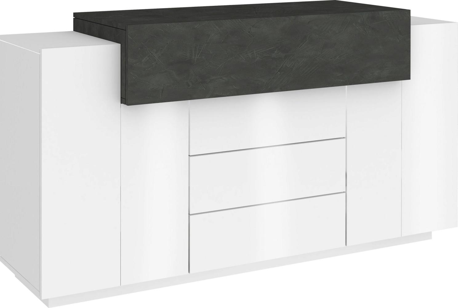 Kommode >Catania< in Weiß-Hochglanz / Weiß matt - 160x86x45cm (BxHxT) Bild 1