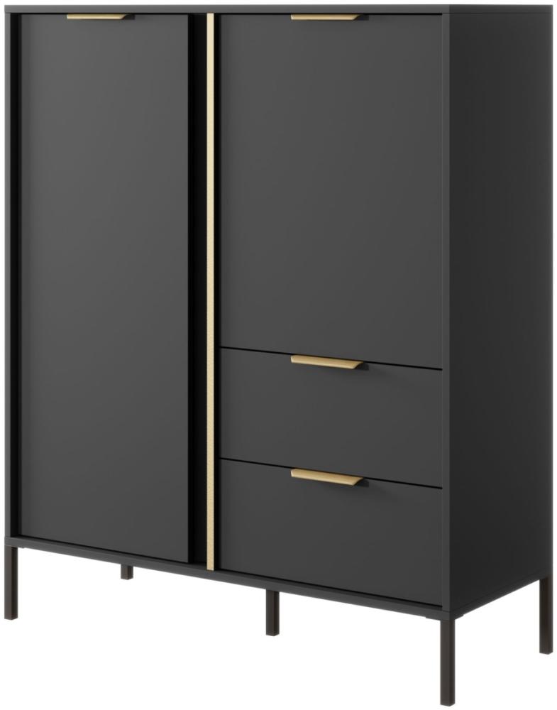 Highboard Lars Stauraumschrank 103,3x39,5x123,4cm anthrazit gold Bild 1