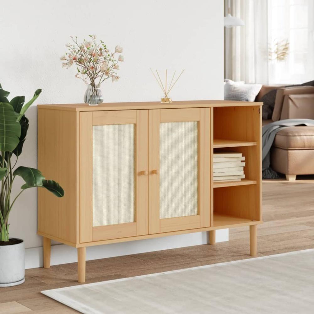 vidaXL Sideboard SENJA Rattan-Optik Braun 112x40x80 cm Kiefernholz Bild 1