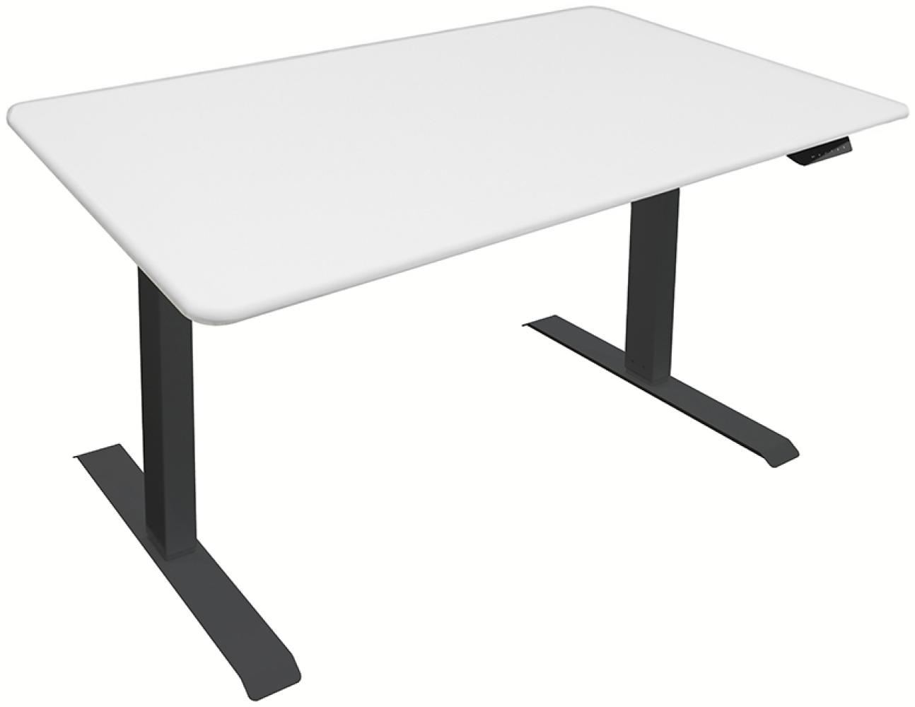 HOME DELUXE Höhenverstellbarer Schreibtisch elektrisch LUMINA - 120 x 60 cm Weiß/Schwarz Bild 1