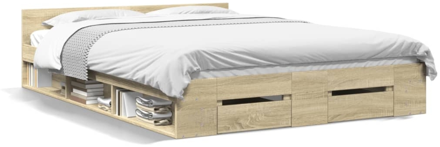 vidaXL Bettgestell mit Schubladen Sonoma-Eiche 140x200cm Holzwerkstoff 3280750 Bild 1