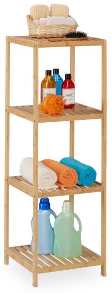 Relaxdays Badregal mit 4 Ablagen, Bambus natur, 38 x 39,5 x 116,5 cm Bild 1