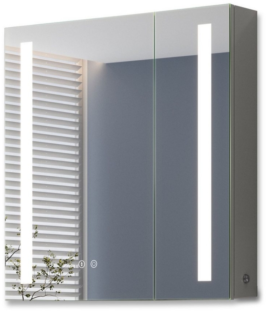 Dripex Badezimmerspiegelschrank LED Spiegelschrank mit Steckdose und Glasablage 3 Lichtfarbe Einstellbar Bild 1