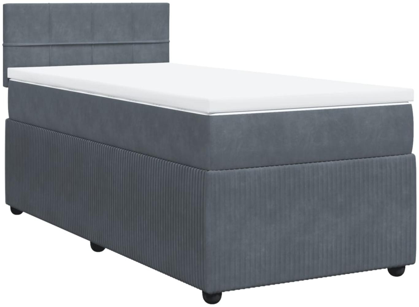 vidaXL Boxspringbett mit Matratze Dunkelgrau 90x190 cm Samt 3287627 Bild 1